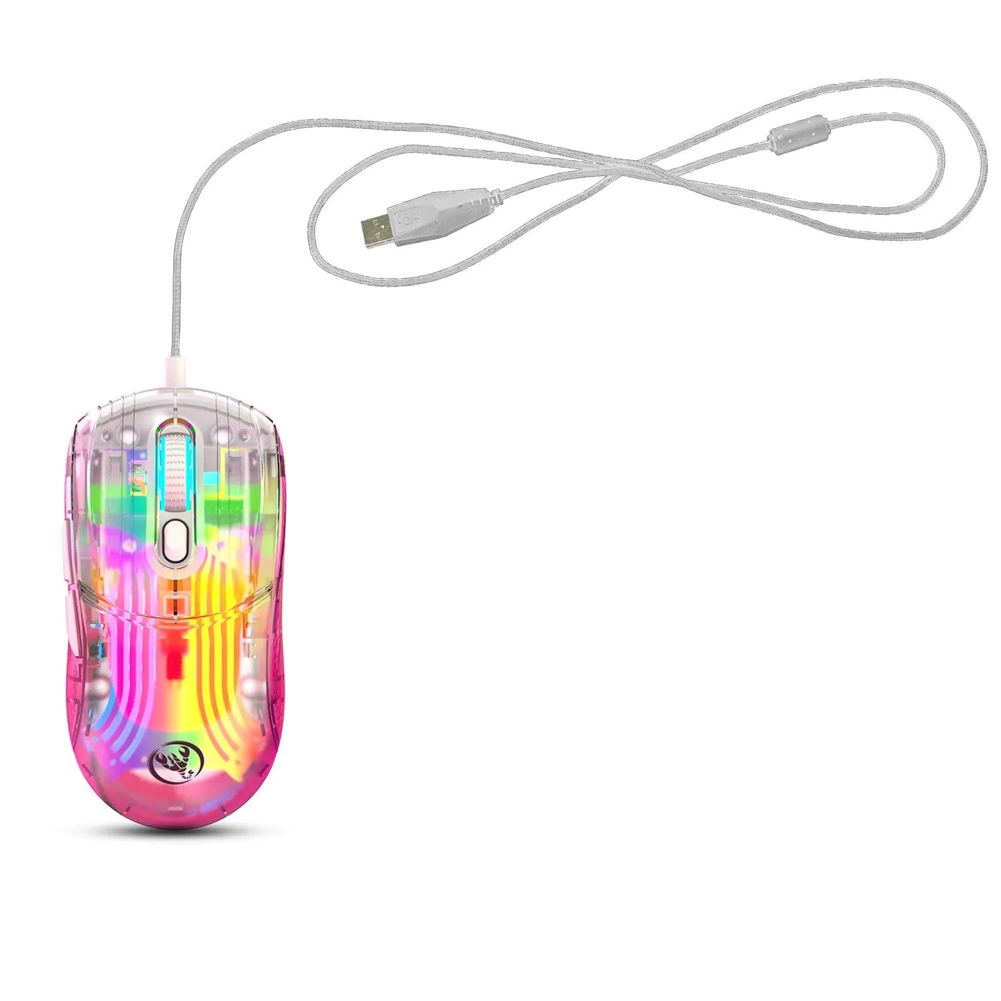 HXSJ USB Wired Transparent RGB Gaming Mouse 12800DPI